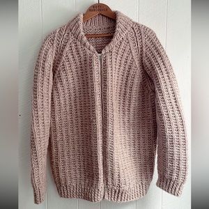 SOLD Vintage handmade wool zip sweater